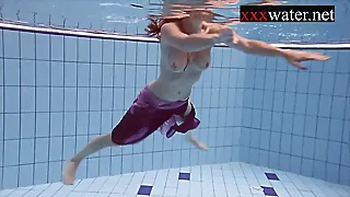 Smoking steaming russian sandy-haired in the pool
