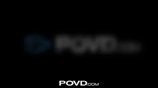 Povd female with hefty boobs heads down on driver in car