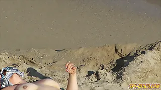 Hot topless cougars enormous milk cans - fledgling spycam beach flick